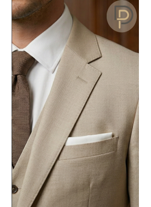 Costume Classique Beige Élégant