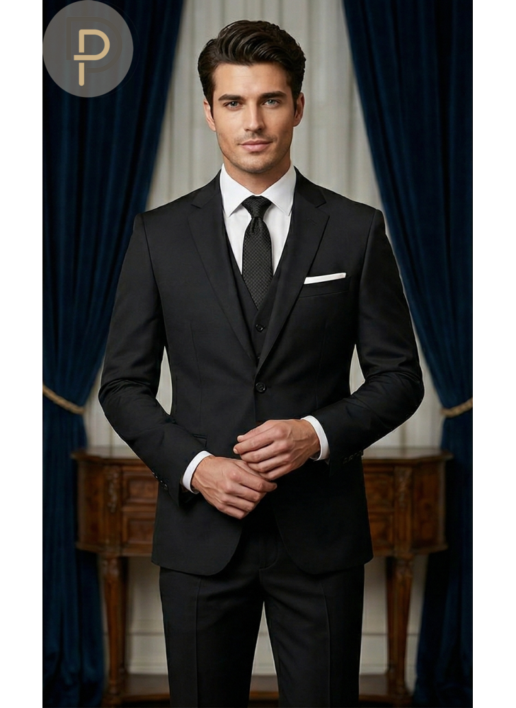 Costume slim fit noir homme