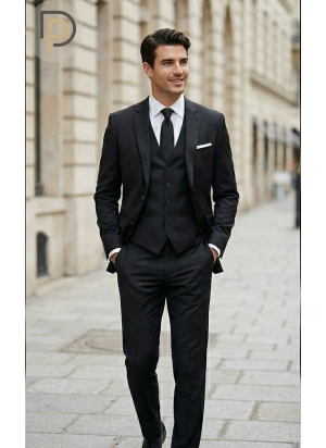 Costume slim fit noir homme